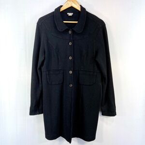 Transit Par-Such Black Cotton Blend Button Front Trench Coat Womens US 4